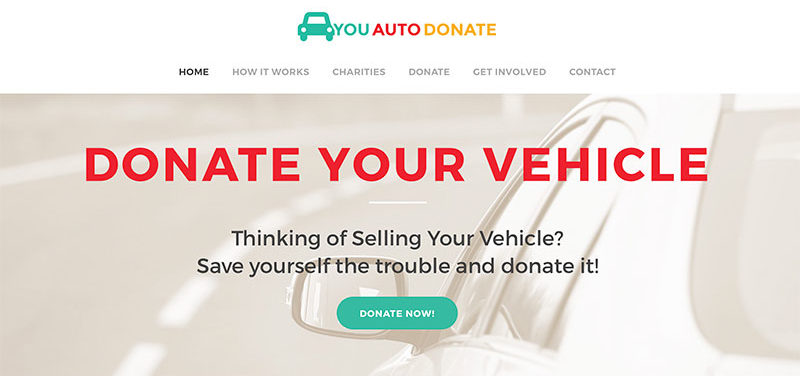 Auto donation charity website design for fundraiser